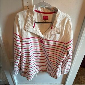 Joules Cream and Pink Striped Polo